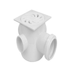 CAIXA SIFONADA QUADRADA COM GRELHA REDONDA 100X150X50MM BRANCA AMANCO