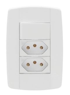 1 INTERRUPTOR SIMPLES+2 TOMADA 2P+T 10A BRANCO LEV ILUMI