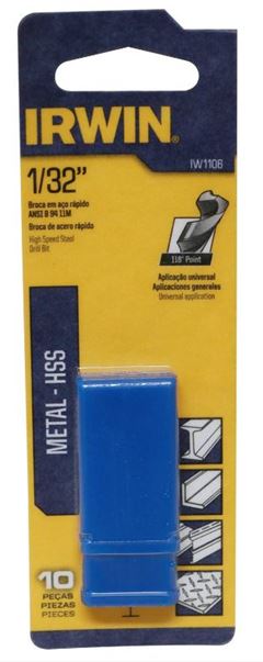 BROCA AÇO RAPIDO 1/32'X35MM ANSI C/10UN IRWIN