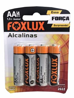 PILHA ALCALINA PEQUENA AA COM 4 FOXLUX