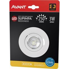 SPOT EMBUTIR REDONDO BRANCO 3W 3000K AMARELO AVANT