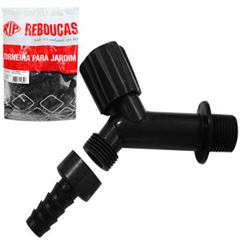 TORNEIRA PVC JARDIM 1/2 PRETA COM BICO RIP