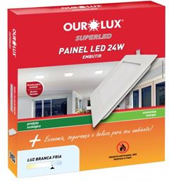 PLAFON LED EMBUTIR QUADRADO 24W BRANCO 6400K OUROLUX