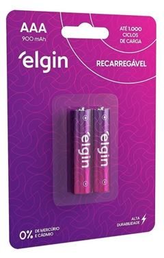 PILHA RECARREGAVEL PALITO AAA 900MAH C/2 ELGIN