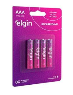 PILHA RECARREGAVEL PALITO AAA 900MAH C/4 ELGIN