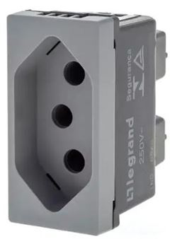 PIAL PLUS+ TOMADA 2P+T 1 MODULO CINZA 10A