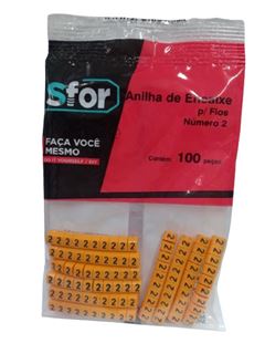 ANILHA DE ENCAIXE PARA FIOS NÚMERO 2 COM 100 UNIDADES SFOR