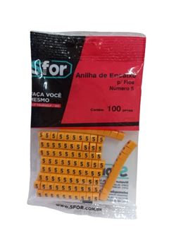 ANILHA DE ENCAIXE PARA FIOS NÚMERO 5 COM 100 UNIDADES SFOR