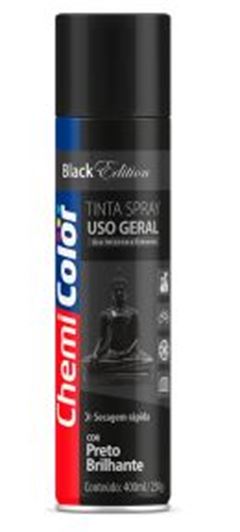 TINTA SPRAY USO GERAL PRETO BRILHANTE 400ML CHEMICOLOR
