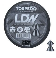 CHUMBINHO PARA CARABINA DE PRESSÃO TORPEDO 5,5MM COM 125 UNIDADES LDW