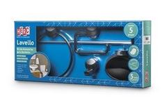 KIT PARA BANHEIRO LAVELLO PRETO / CROMADO 5 PEÇAS HERC