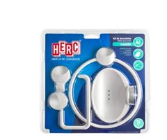 KIT PARA BANHEIRO LAVELLO BRANCO COM DETALHE CROMADO 4 PEÇAS HERC
