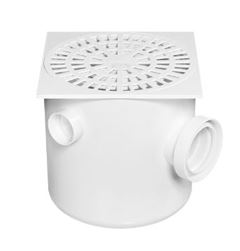 CAIXA SIFONADA COM GRELHA QUADRADA BRANCO 250X250X75/100MM HERC