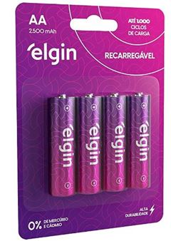 PILHA RECARREGÁVEL PEQUENA AA 2500MAH C/4 ELGIN