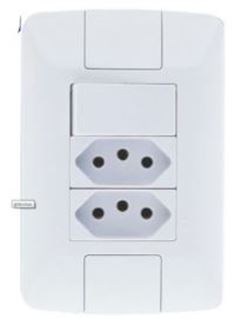 TRAMONTINA ARIA 1 INTERRUPTOR SIMPLES+ 2 TOMADA 2P+T 10A 