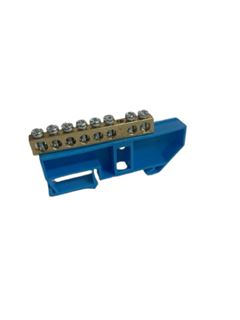 KIT BARRAMENTO NEUTRO 08 FUROS COM SUPORTE AZUL SOPRANO 