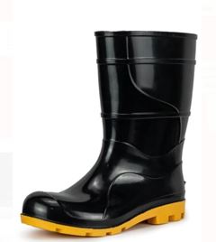 BOTA PVC CANO MEDIO PRETA SOLA AMARELA SEM FORRO N.44/45 CRIVAL