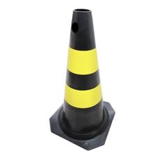 CONE SINALIZADOR RIGIDO 75CM PRETO/AMARELO PLASTCOR