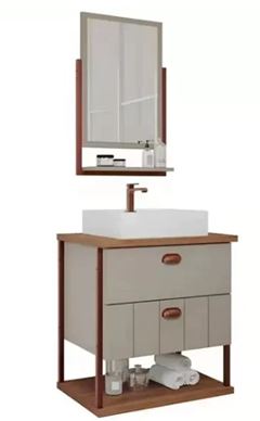 ARMARIO PARA BANHEIRO COM ESPELHEIRA UNI CAPPUCCINO/FREIJO 60CM MGM