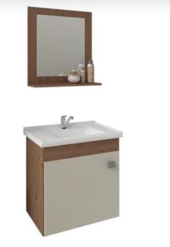 ARMARIO PARA BANHEIRO COM ESPELHEIRA IRIS AMENDOA/OFF WHITE 44CM MGM