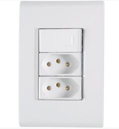 TRAMONTINA LIZ 1 INTERRUPTOR + 2 TOMADAS 2P+T 10A