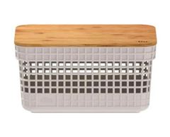 CESTO ORGANIZADOR GRID COM TAMPA BAMBU 2,5L BEGE O.U