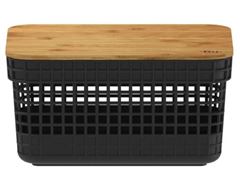 CESTO ORGANIZADOR GRID COM TAMPA BAMBU 2,5L PRETO O.U