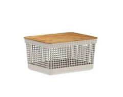 CESTO ORGANIZADOR GRID COM TAMPA BAMBU 8L BRANCO O.U