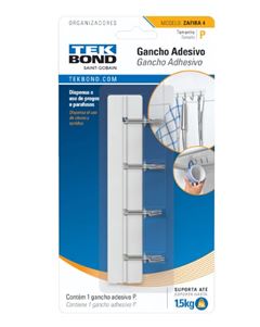 GANCHO ADESIVO PLASTICO ZAFIRA P BRANCO TEKBOND