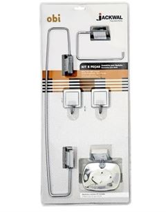 KIT ACESSORIOS COM 5 PEÇAS CROMADA JACKWAL BRANCO OBI