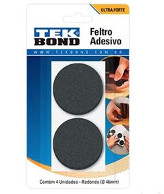 FELTRO ADESIVO REDONDO 46MM C/4 PT TEKBOND
