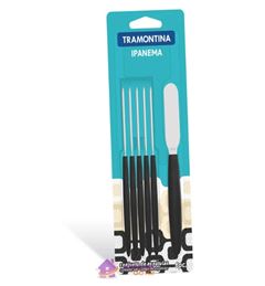 CONJUNTO ESPATULA MANTEIGA 6 PEÇAS AÇO INOX CABO PRETO TRAMONTINA