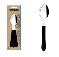 JOGO COLHER MESA 3 PEÇAS INOX LEME CABO PRETO TRAMONTINA