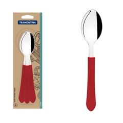 JOGO COLHER MESA 3 PEÇAS INOX LEME CABO VERMELHO TRAMONTINA