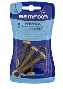 PARAFUSO PARA SUPORTE TV M8X45' C/4 BEMFIXA