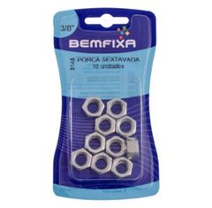 PORCA SEXTAVADA 3/8' COM 10 UNIDADES BEMFIXA