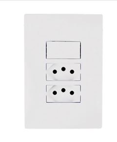 INTERRUPTOR SIMPLES 10A+2 TOMADAS 10A 250V BRANCO I9 ILUMI