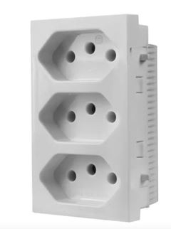MODULO 3 TOMADAS 10A 250V MONOBLOCO BRANCO VIVAZ ILUMI
