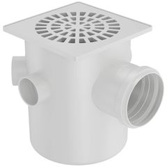 CAIXA SIFONADA QUADRADA GRELHA QUADRADA BRANCA 150X185X75 FORTLEV