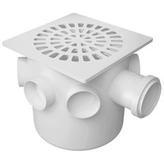 CAIXA SIFONADA QUADRADA GRELHA QUADRADA BRANCA 150X150X50 FORTLEV