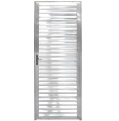 PORTA DE GIRO TIPO VENEZIANA EM ALUMINIO NATURAL 80X210 COM ABERTURA PARA A DIREITA