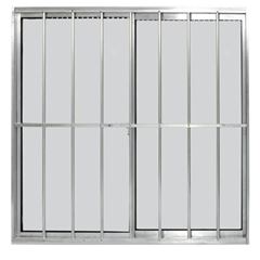 JANELA EM ALUMINIO NATURAL 100X100 CM COM GRADE VIDRO LISO DE 4 MM
