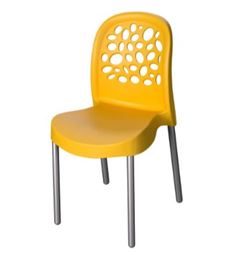 CADEIRA POLIPROPILENO DELUXE COM PÉS DE ALUMÍNIO AMARELO FORTE PLÁSTICO