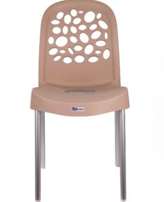 CADEIRA POLIPROPILENO DELUXE COM PÉS DE ALUMÍNIO BEGE FORTE PLÁSTICO