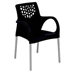 POLTRONA DELUXE PÉ ALUMINIO PRETA FORTE PLAS