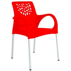 POLTRONA DELUXE PÉ ALUMINIO VERMELHA FORTE PLAS