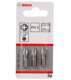 BITS PHILLIPS PARAFUSO PH2 25MM 1/4 COM 3 UNIDADE BOSCH