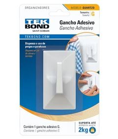 GANCHO ADESIVO PLASTICO QUARTZO G BRANCO TEKBOND