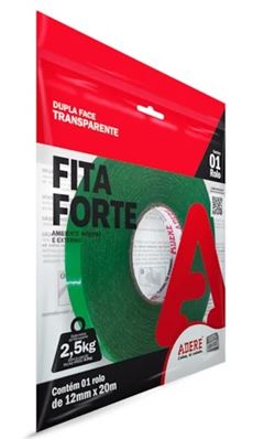 FITA DUPLA FACE 12MMX20M XT100 VERDE TRANSPARENTE ADERE