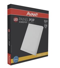 PLAFON LED SOBREPOR QUADRADO 30W BRANCO 3000K AVANT